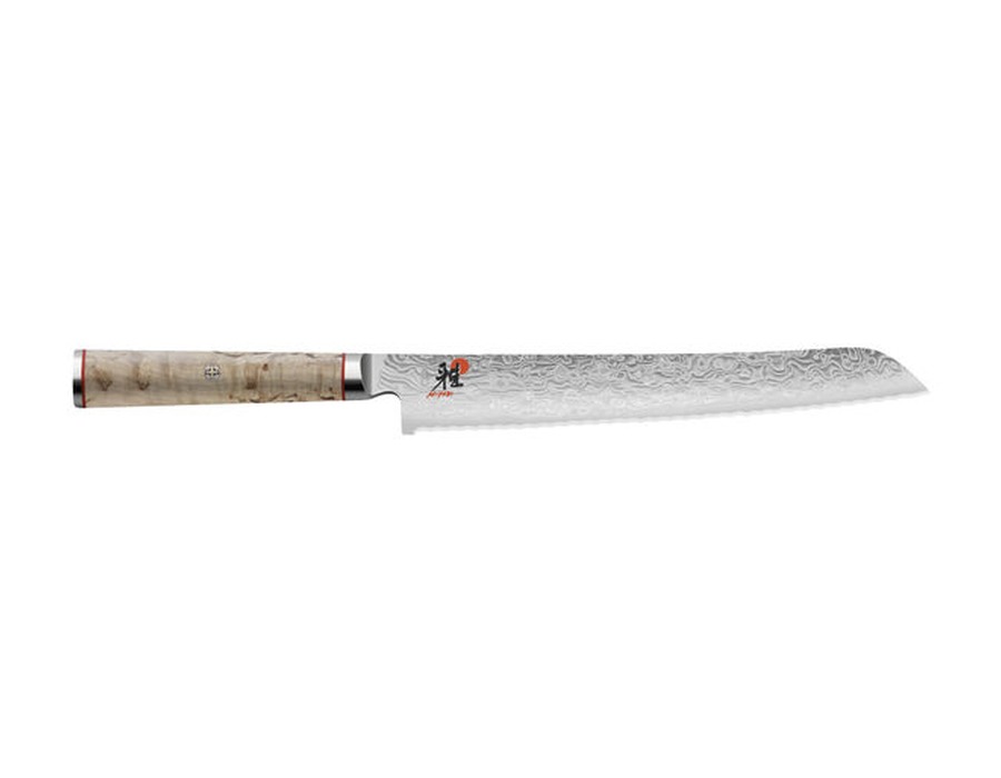 Miyabi Birchwood SG2 9-inch bread knife with serrated blade and birch handle